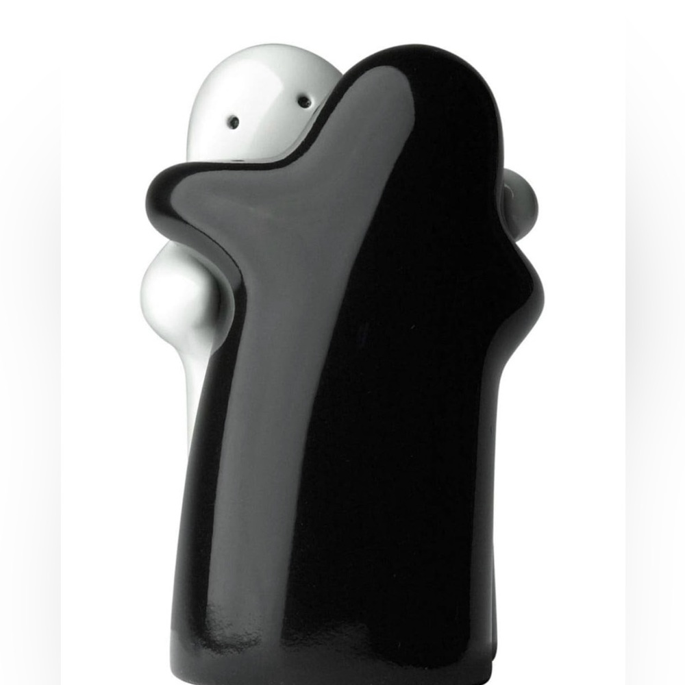 Halloween black and white hugging ghost salt and pepper shaker